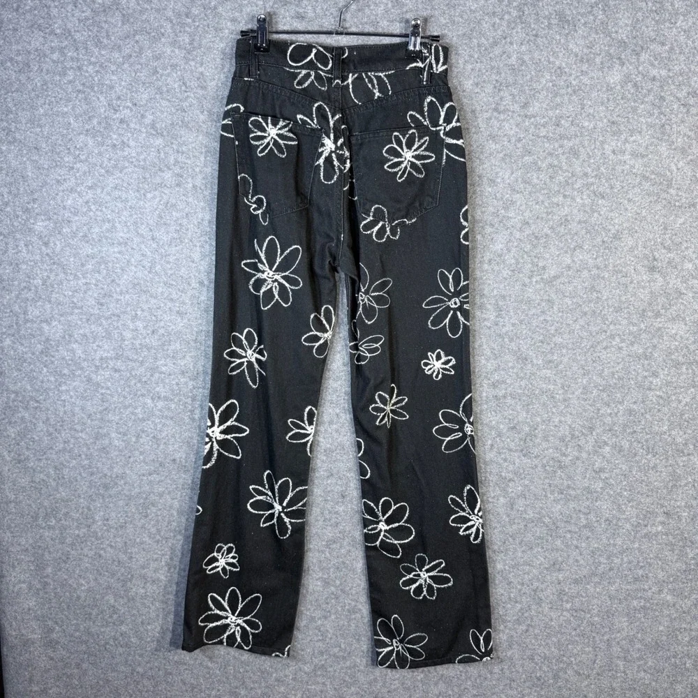 Reformation‎ Jeans 23 Daisy High Rise Straight Long Floral Black Denim